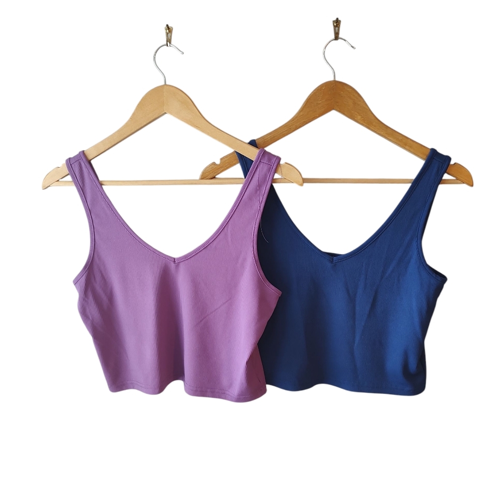Shein Blue and Purple Ribbed Tank Top Bundle Size Large